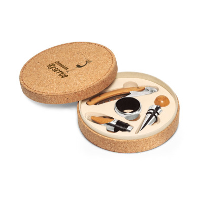 MORETO. Conjunto para vinho com 4 peças em bambu, aço inoxidável e ABS